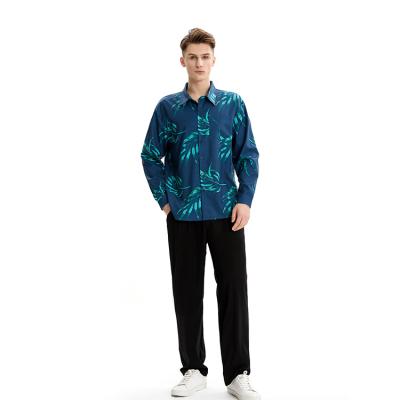 China Mens Hawaii Vacation Fancy Anti-Pilling Shirts Long Sleeve Floral Hawaiian Beach Shirts for sale