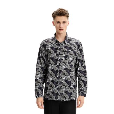 China Anti-pilling Plants Printed Mens Flowers Long Sleeve Casual Hawaiian Shirts for sale