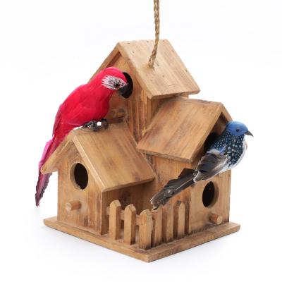 China Viable Customized Wholesale Gifts For Chinese Bird House Bird Lovers Outdoor Hanging Fir Wooden Bird House for sale