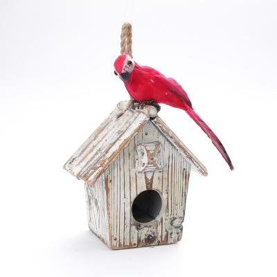 China Sustainable Natural Material Bird House Handmade Wooden Bird House Garden Decoration Bird House for sale