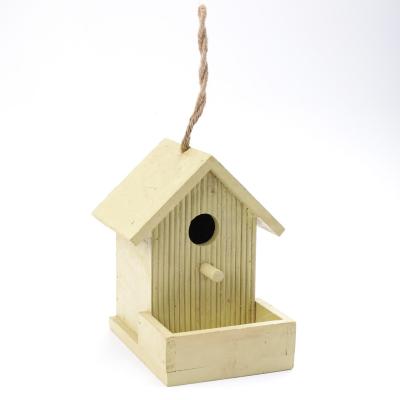 China Viable Natural Bird House Decoration Patio Hanging Garden Outdoor Wooden Bird House for sale