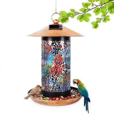 China Sustainable High Quality Glass Bird Feeder Solar Garden Decoration Bird Feeder for sale