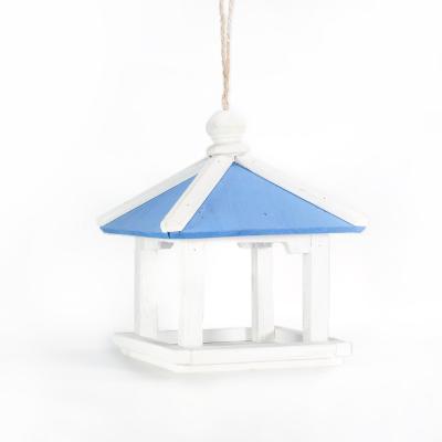 China Retro Old Garden Paint Rustic Ground Unfinished Wood Patio Outdoor Bird Feeder Viable Outdoor Bird Feeder for sale