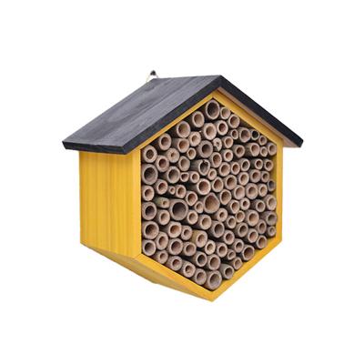 China Breathable Factory OEM Wooden Bee Insect Room Nesting Hive Bumble House For Garden Decoration Outdoor Bee House for sale