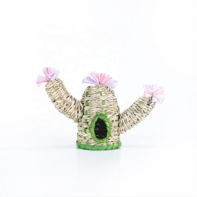 China Sustainable Hand - Woven Natural Cactus Grass House Rabbit House Shelter Hut Toy for Bunny Guinea Pig Chinchilla Toy Pet House for sale