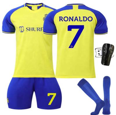 China Team Logos Names Al-Nassr Tank Top Custom Breathable Thai Kits FC #7 Ronaldo Football Shirts Full Man Quality Soccer Uniforms for sale