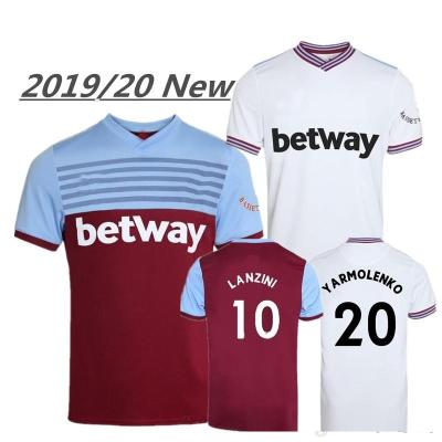 China 2019 2020 Thai Quality Breathable Soccer Jerseys Ham United Football Shirts Western for sale