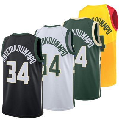 China Antibacterial Custom Team Logos and Names Stitched Green Uniforms #34 Giannis Antetokounmpo Mens Basketball Jerseys for sale