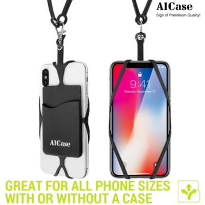 China Universal Eco-friendly Silicone Cell Phone Lanyard Holder Case Cover Phone Neck Strap Collar Strap For Smartphone Less Than 6inch for sale