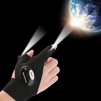 China Men Outdoor Luminous Breathable Fishing Glove LED Auto Repair Lighting Half Finger Glove Outdoor Sports Slip Fishing Right/Left Gloves for sale