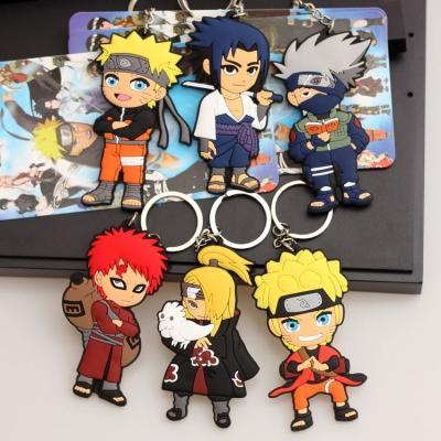 China Kakashi Uchiha Sasuke Itachi 3d Cartoon Side Keychains One Piece Anime Character PVC Key Chain Figure Double Loose Craf012 for sale