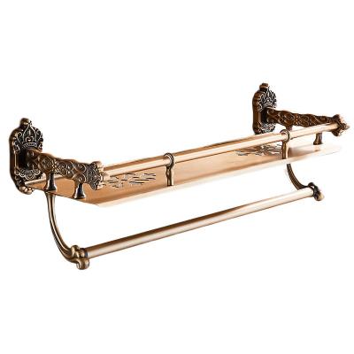 China Wall Mounted Type European Antique Bathroom Towel Rack Wall Hanging Style Double-Layer Storage Rack Multifunctional for sale