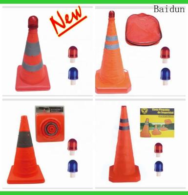 China Long Life Folding Cone Folding Traffic Road Cone Led Sign Post Traffic Brand Portable Electronic for sale