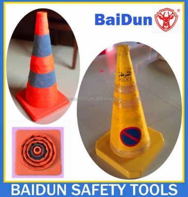 China Long life folding traffic cone /safety road cone 320, 400, 450, 550, 620, 700mm with LED light for sale