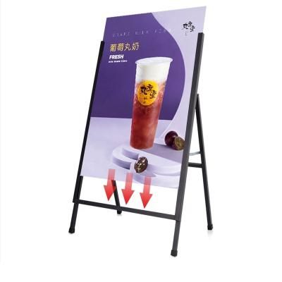 China Restaurant Outdoor Advertising Floor Sidewalk Signs Framed Metal Sign Holder Poster Display Racks For Shops for sale