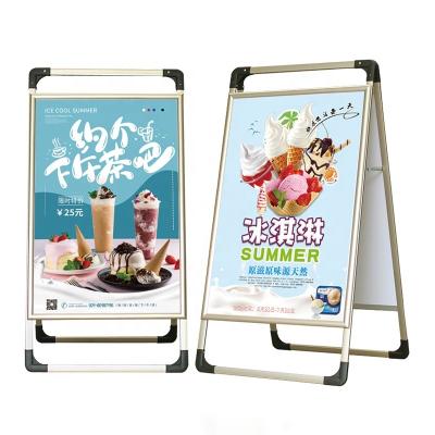 China Restaurant Aluminum Alloy Frame Outdoor Portable Advertising Display Rack Display Stand Double Side for sale