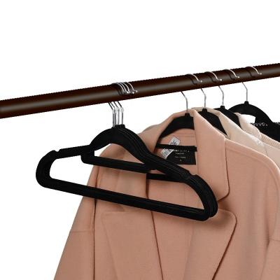 China KOREAN Thicken Black Color Custom Steel Hook Non Slip Space Saving Velvet Felt Hangers For Cloths , Clothes Hanger for sale