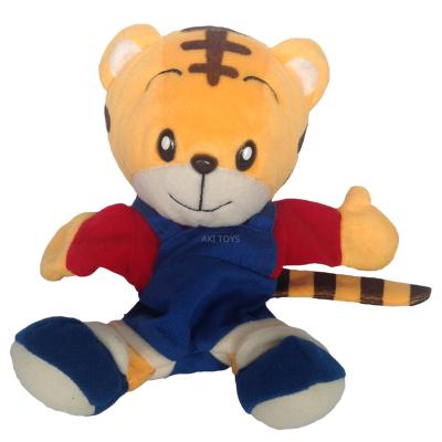 China Plush Tiger Qiaohu Hand Puppet Baby Pacification Toys Customized Stuffed Animal Dolls Backpack Size for sale