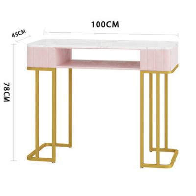 China Durable Pink Manicure Equipment Marble Nail Table Salon Spa Furniture Manicure Nail Table Technology for sale