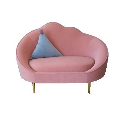 China Small Apartment Kids Modern Home Furniture Living Room Comfortable Pale Pink Velvet Couch Cloud Sofa for sale