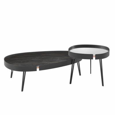 China Other Modern Luxury Glass Table New Design Furniture Black Nested Slate Side Tables Coffee Table For Living Room for sale