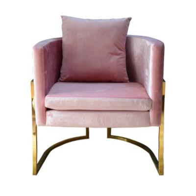 China Customized Light Luxury Half Pink Xiaopin Furniture Sofa Color Armchair General Use Around Stainless Steel Legs Single Chair for sale