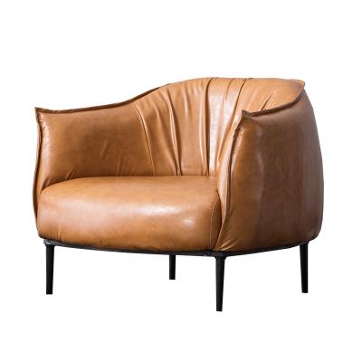 China Retro Design Durable 2020 Sofa Design Leather Home Furniture Curved Single Sofa Chair For Home for sale