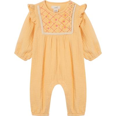 China Breathable Newborn Flowers Gauze Coverall Toddlers Fall Rompers Of Babies 3D Embroidery for sale