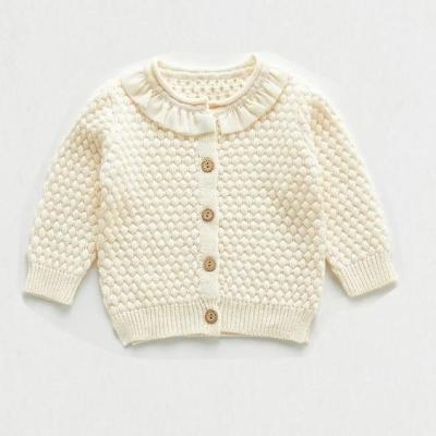 China Little Girls Cardigan Seed Stitch Breathable Knitted Organic Sweater for sale