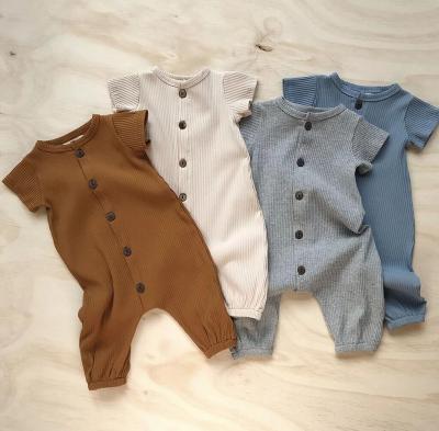 China 100% Cotton Newborn Baby Boy Short Ribbed Romper for sale