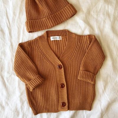 China Winter Chunky Rib Knit Cardigan 2022 Anti-Shrink Knitwear in Vintage Gold Sweater for sale