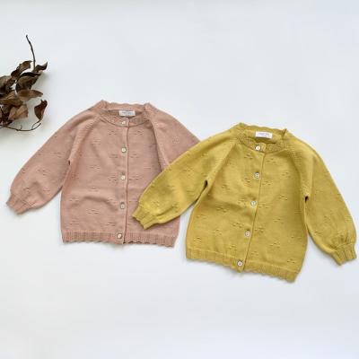 China Anti Shrink Kids Knitted Sweater Long Sleeve Cotton Cardigan Button Down Top for sale