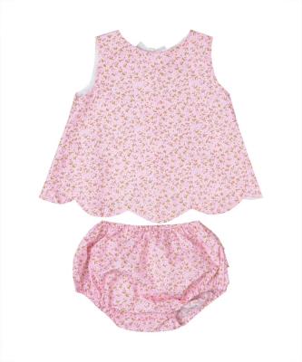 China Vintage Girls' Clothing Sets Floral Top And Ruffle Diaper Cover Babies Outfit for sale