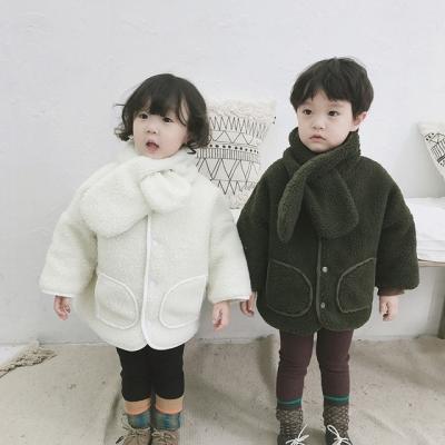 China Japan style korean boys and girls double-sided cotton-padded loose coats with scarf kids thicken berber fleece jackets winter japan korean style for sale