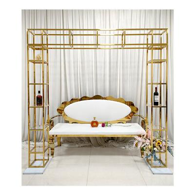 China Factory Durable Golden Color Stainless Steel Arch Backdrop Wedding Decoration For Event for sale