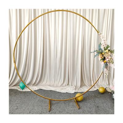 China Round metal material gold wedding arch support circle background for wedding decoration for sale