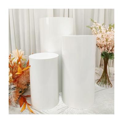 China Wedding Party Decor Party Factory Sale Birthday Decoration White Metal Round Cylinder Cake Pedestal Hot Wedding Pedestal Cake Stand for sale