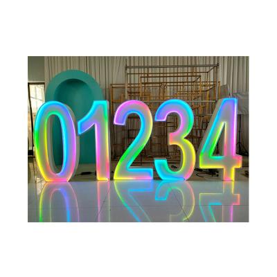 China Moden Factory Hot Sale RGB Color Led Giant Big Light Up Big Marquee Neon Number 1-9 Lighting To Wedding Props for sale