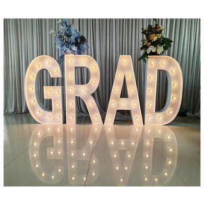 China Moden Factory Decorative Led Light Up Big Number Metal Marquee Letters Sign Wedding Birthday Party Decoration for sale