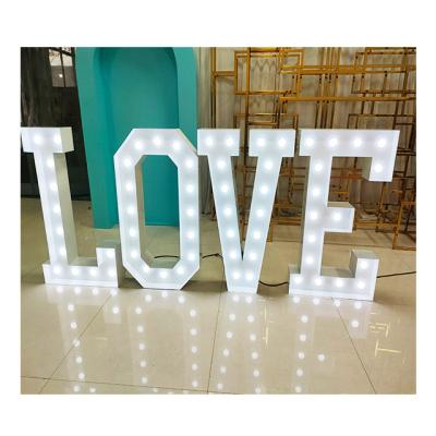 China Factory supplier 3ft metal material giant love letters marquee led light up letters metal letters with bulbs wedding party decoration for sale