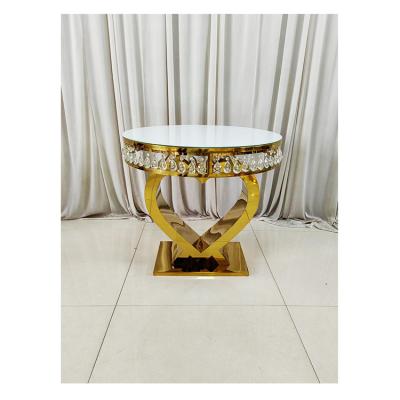 China Durable Romantic Gold Heart Shaped Crystal Cake Table Wedding Stainless Steel for sale