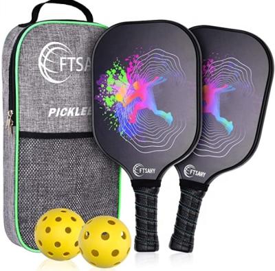 China Custom Indoor Stadium Graphite Pickleball Paddle Set With 2 Usapa Pickleball Paddles 4 Pickleball Balls 1 Carry Bag for sale