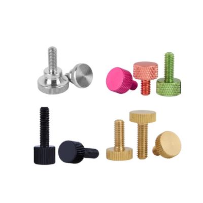 China Stainless Steel Knurled Black Titanium Knurled Screw Pan Aluminum Bronze Bronze Flat Head M2 M3 M6 Thumb Screw for sale