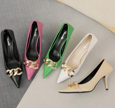 China 2022 Anti-slip spring and chain stiletto new summer metal led high heels fashion women's pumps shoes stilettos for sale