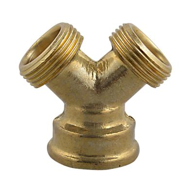 China 2 Way Threaded Brass Garden Hose Y Shape 2 Way Adapter Connector for sale