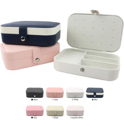 China Luxury Jewelry Storage Organizer 3 Layers Stud Earring Holders PU Jewelry Storage Box Shiny Leather Organizer Case Box for sale