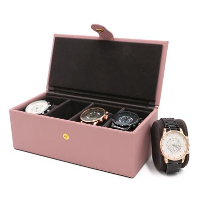 China Handmade Custom Gift Travel Watches Show Case Durable Women's Luxury PU Leather Watch Boxes And Cases for sale