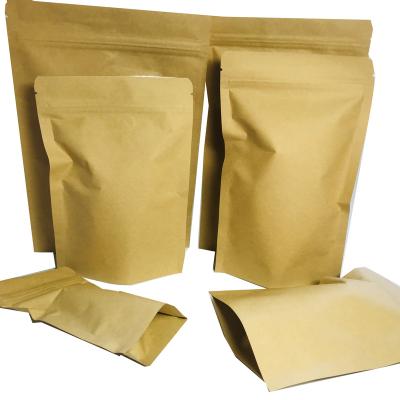 China Wholesale Custom Biodegradable China Brown Ziplock Custom Stand Up Aluminum Foil Bag Brown Kraft Paper Seed Foil Bag With Zip for sale