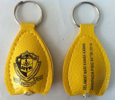 China Wholesale Gift Promotion LED Leather Key Chain With Custom Logo for sale