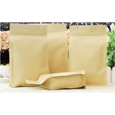 China Natural Paper Bags Biodegradable Aluminum Zipper Kraft Wrapping Paper Frosted Eight Side Seal Stand Up Package Bag for sale